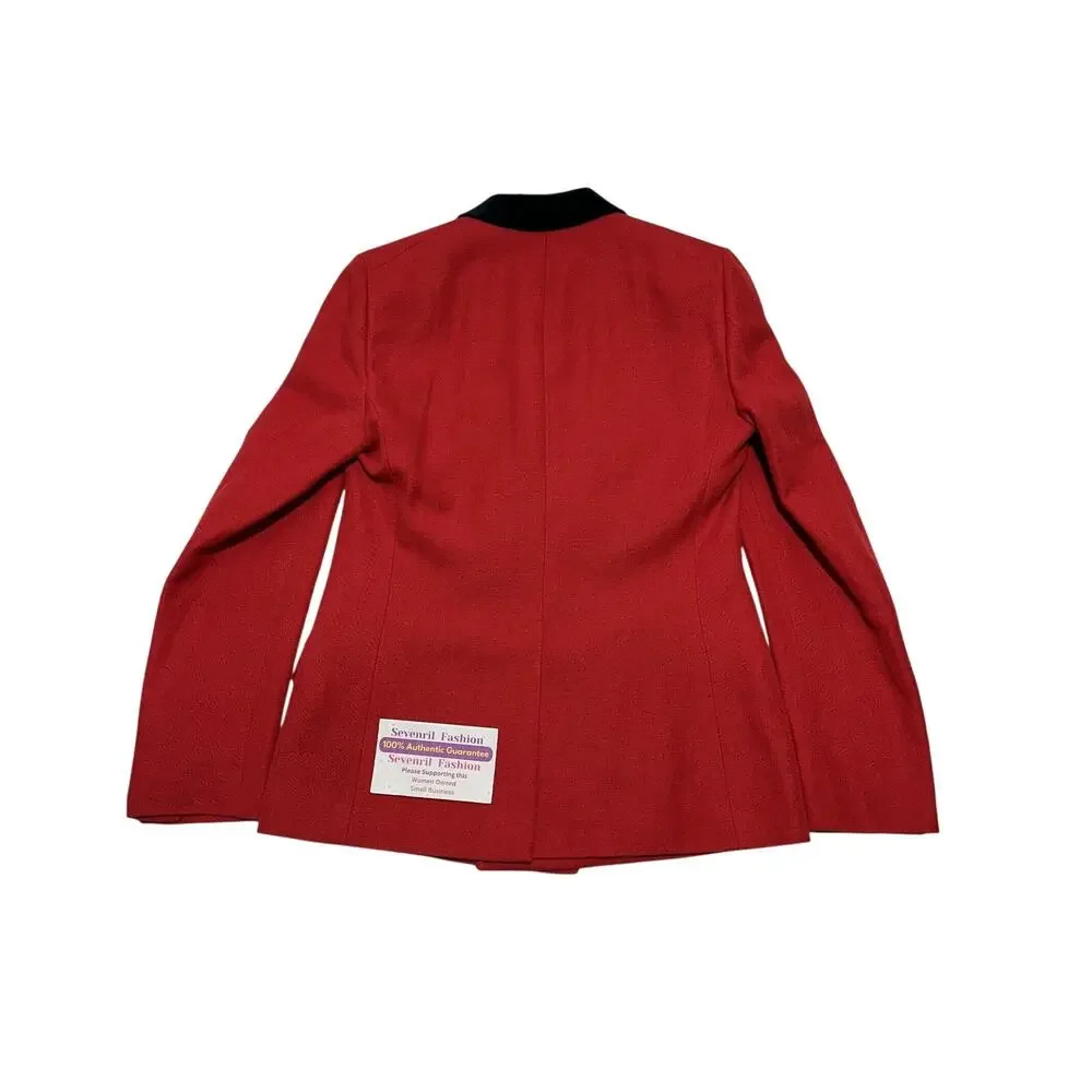 NWT Gucci Double Breasted Herringbone Wool Linen Blazer Red IT 48 US 38 $3,600